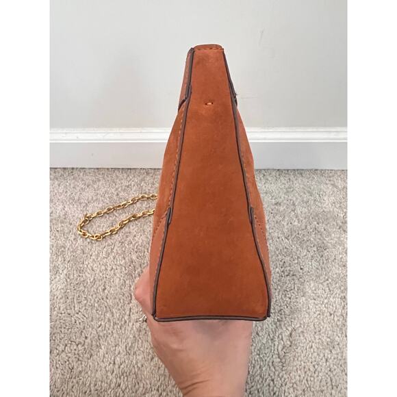 India Hicks Bridle Suede Leather Shoulder Crossbody Bag Gold Chain Brown NWOT - Picture 5 of 14